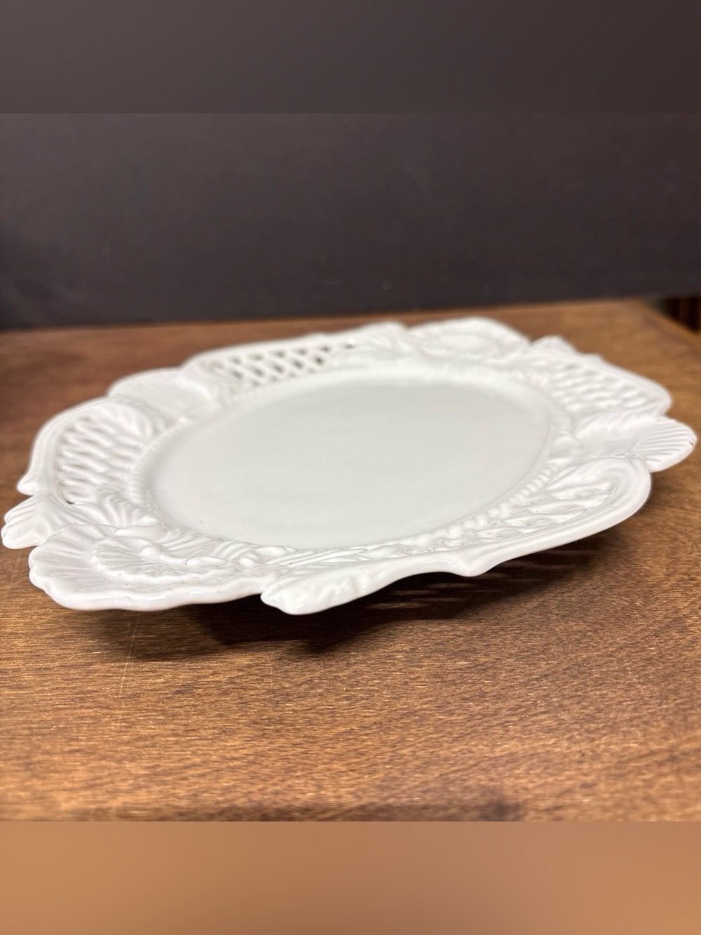 Two’s Company Elegant White Decorative Ceramic Serving Platter - Picture 2 of 3